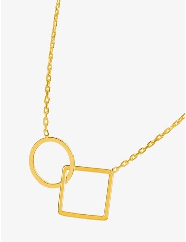 Collier plaqué or carré et...