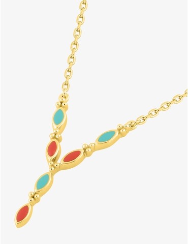 Collier laqué bleu et rouge...