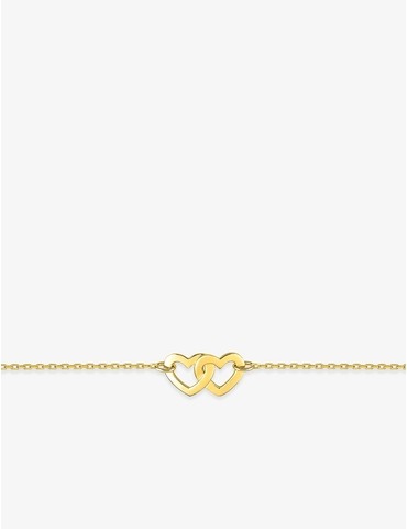 Bracelet double cœur plaqué or