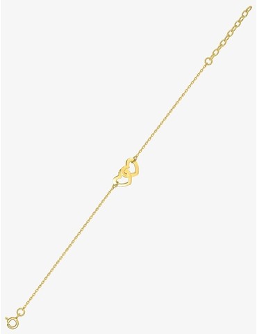 Bracelet double cœur plaqué or