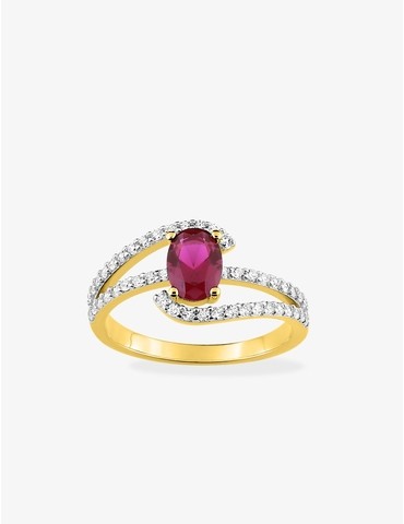 Bague plaqué or oxyde de...