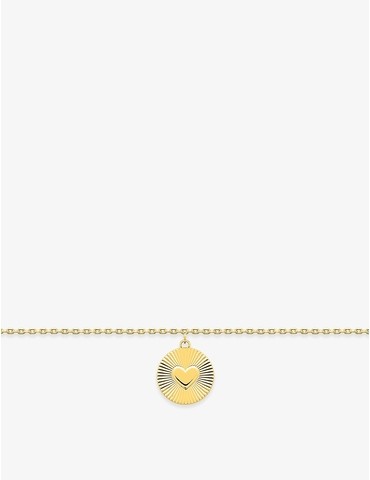 Bracelet jeton cœur plaqué or