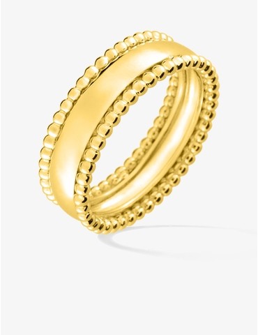 Bague liseré perlé plaqué or