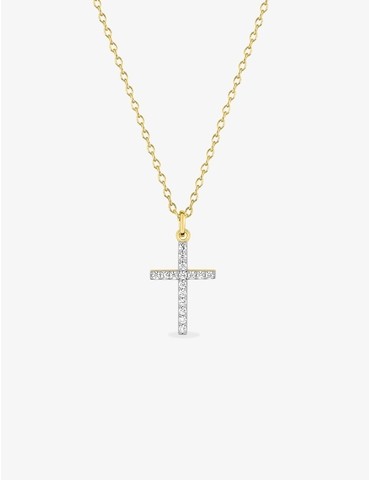 Collier croix plaqué or,...