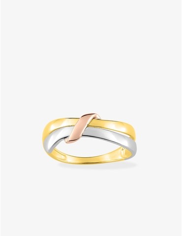 Bague plaqué or tricolore