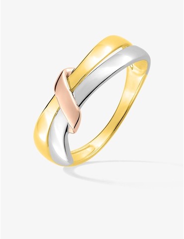 Bague plaqué or tricolore