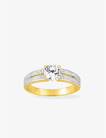 Bague plaqué or et oxyde de...