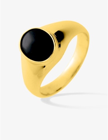 Chevalière plaqué or, onyx