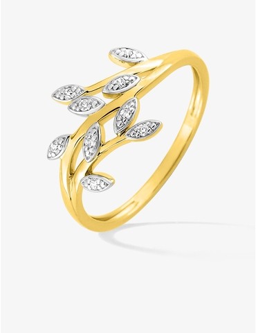 Bague feuillage en plaqué...