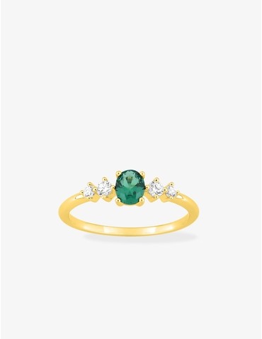 Bague plaqué or ornée et...