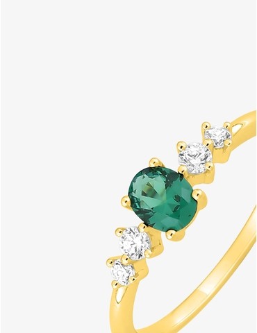Bague plaqué or ornée et...