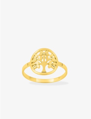 Bague plaqué or arbre de vie