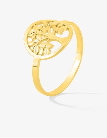 Bague plaqué or arbre de vie