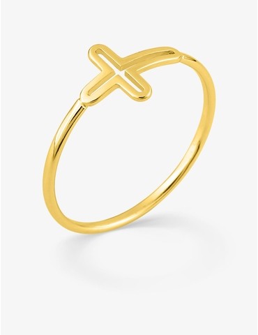 Bague plaqué or motif croix...