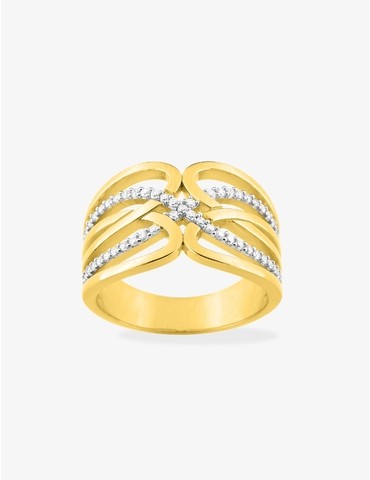 Bague plaqué or et rhodium,...