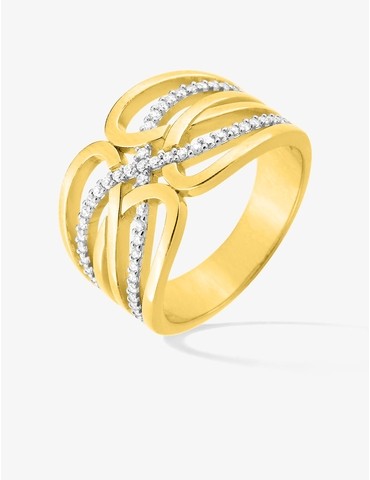 Bague plaqué or et rhodium,...