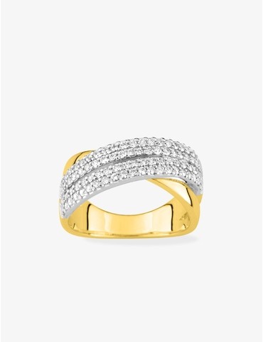 Bague plaqué or et rhodium,...