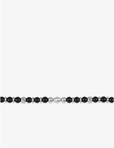 Bracelet acier et agate noire