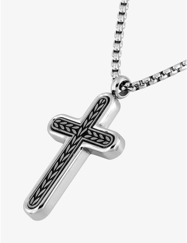 Collier croix épi acier