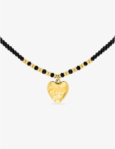 Collier cœur acier doré,...