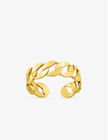 Bague maillons acier doré