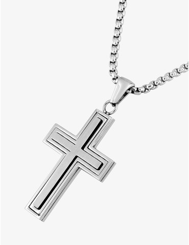 Collier croix acier
