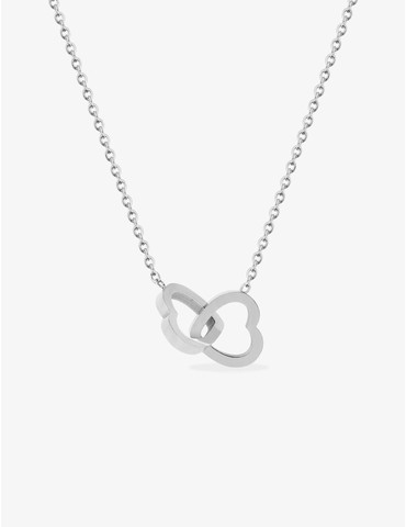 Collier cœurs entremêlés acier