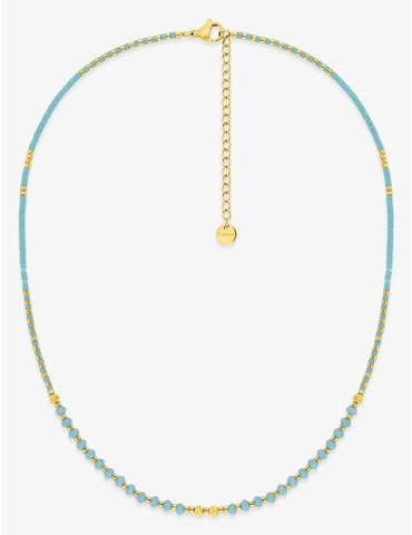 Collier perles en acier doré