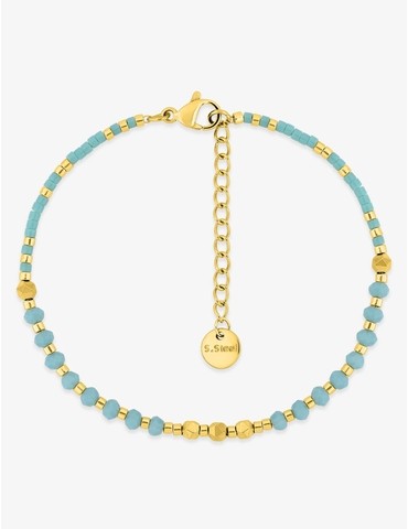 Bracelet perles en acier doré