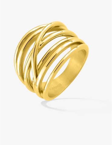 Bague en acier doré