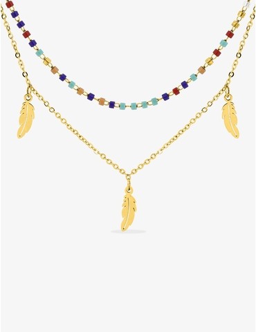 Collier en acier doré et...