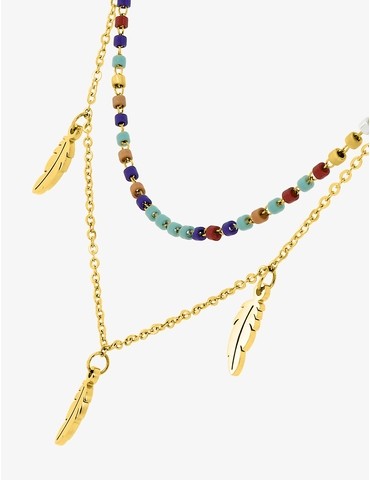 Collier en acier doré et...