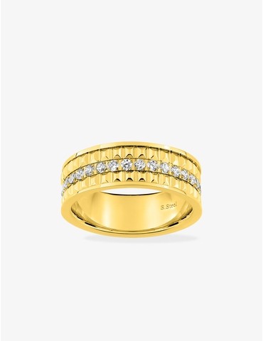Bague en acier doré et...