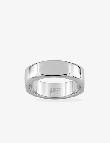 Bague chevalière acier gris