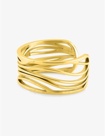 Bague acier jaune avec des...