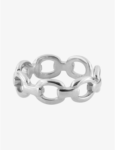 Bague acier gris motif anneaux