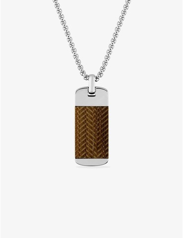 Collier en acier et bambou
