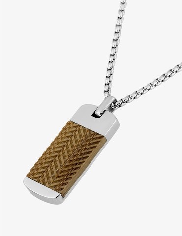 Collier en acier et bambou