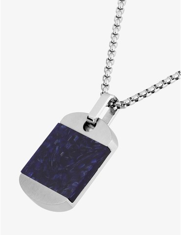 Collier en acier gris et...