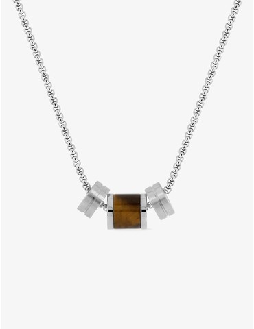 Collier en acier gris et...