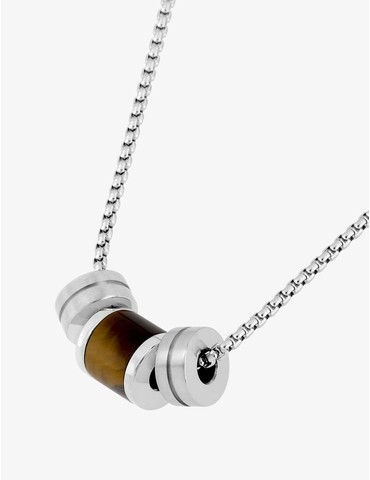 Collier en acier gris et...