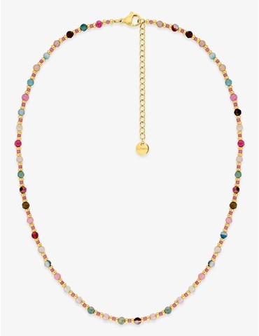Collier acier doré, boules...