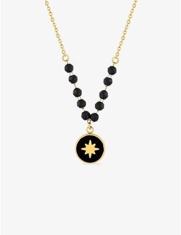 Collier acier doré et...