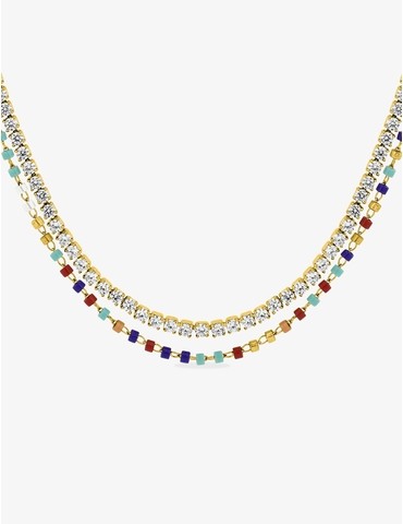 Collier acier doré double...