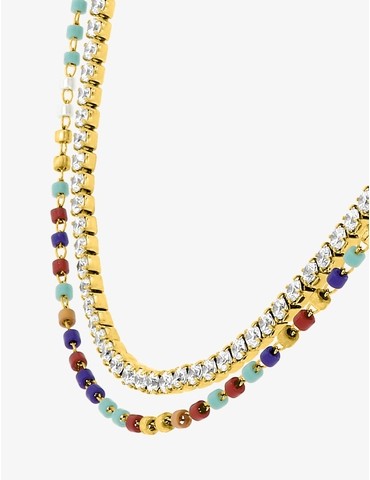 Collier acier doré double...