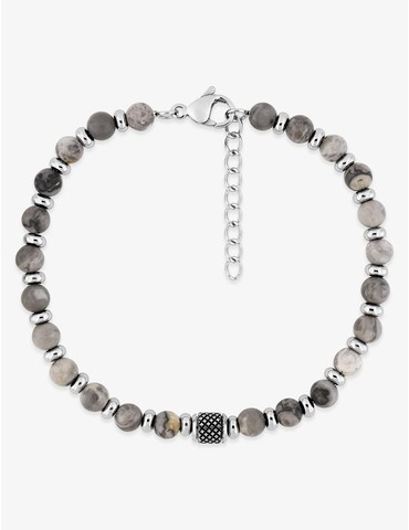 Bracelet acier et 24 jaspes...