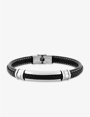 Bracelet tressé noir et...