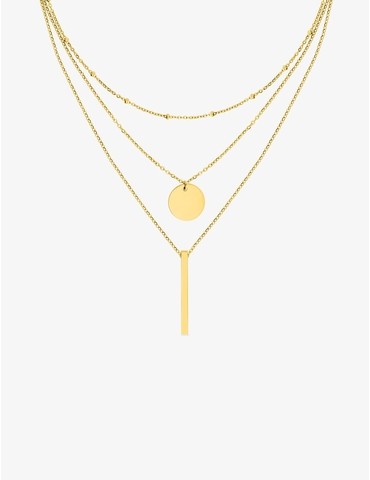 Collier triple acier doré...