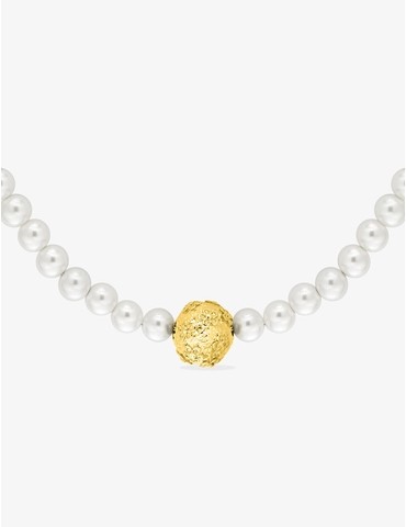 Collier en acier doré et...