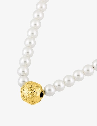 Collier en acier doré et...